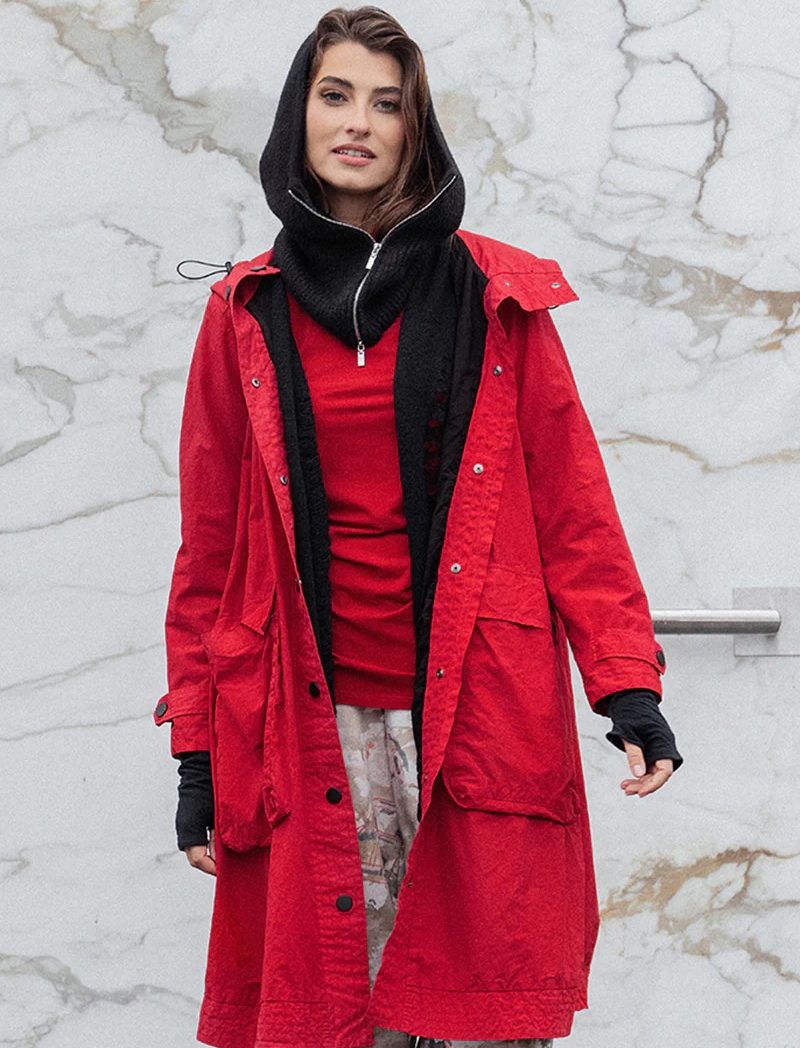 Grizas Mantel aus Baumwolle in Kirschrot